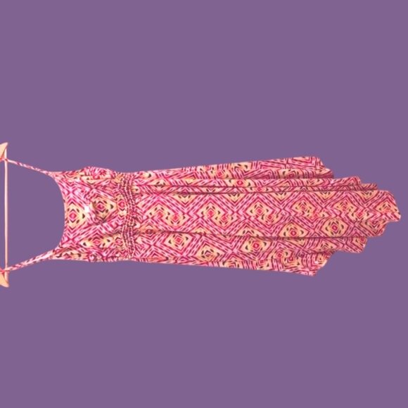 Colorful Geometric Print High-Low Summer Dress With Spaghetti Straps - Picture 2 of 4